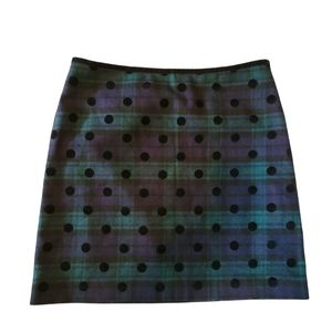 TALBOTS TARTAN PLAID POLKA DOT WOOL SKIRT 14P